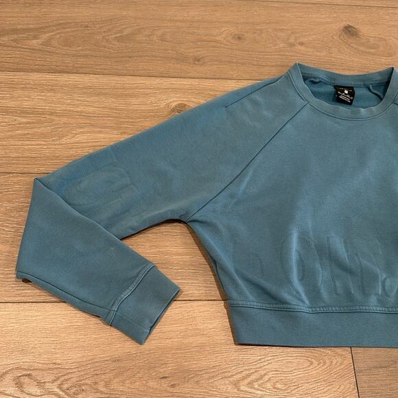 NIKE Blue Dri-Fit Crew Neck Puffy Imprinted Just Do It Pullover Sweatshirt Sz XS - Picture 3 of 10